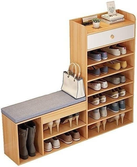 Open shoe rack with drawer & seating